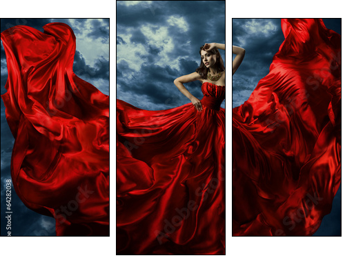 Lady in red. Impuls i energia.  - Obraz trzyczęściowy, Tryptyk