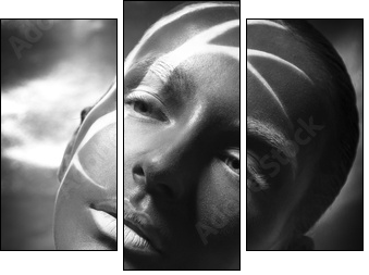 Beautiful african-american young brunette model with art make-u  - Obraz trzyczęściowy, Tryptyk