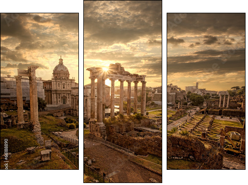 Famous Roman ruins in Rome, Capital city of Italy  - Obraz trzyczęściowy, Tryptyk