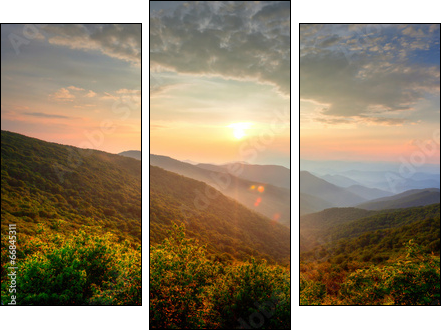 Sunset in the mountains  - Obraz trzyczęściowy, Tryptyk