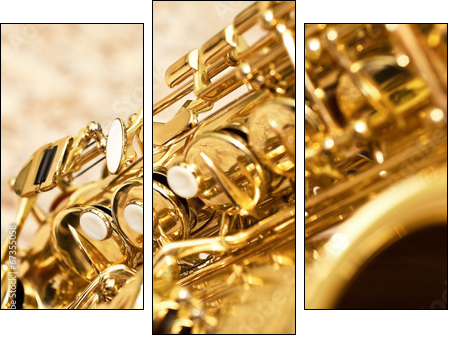 Fragment saxophone closeup  - Obraz trzyczęściowy, Tryptyk