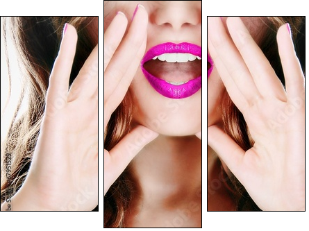 Attractive young sexy woman lady model girl telling a secret  - Obraz trzyczęściowy, Tryptyk