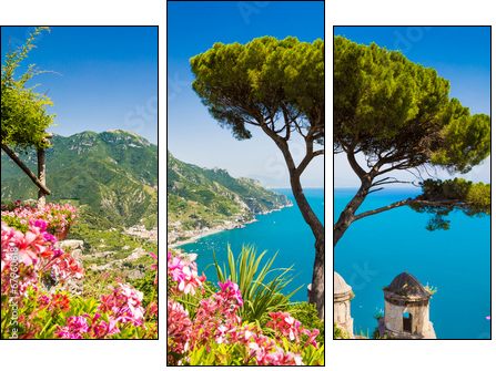 Postcard view of Amalfi Coast, Ravello, Campania, Italy  - Obraz trzyczęściowy, Tryptyk