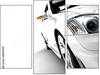 White car  - Obraz trzyczęściowy, Tryptyk