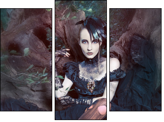 Beautiful, romantic gothic styled woman  - Obraz trzyczęściowy, Tryptyk