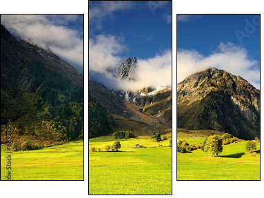 Szwajcarskie Alpy, z widokiem na stok  - Obraz trzyczęściowy, Tryptyk