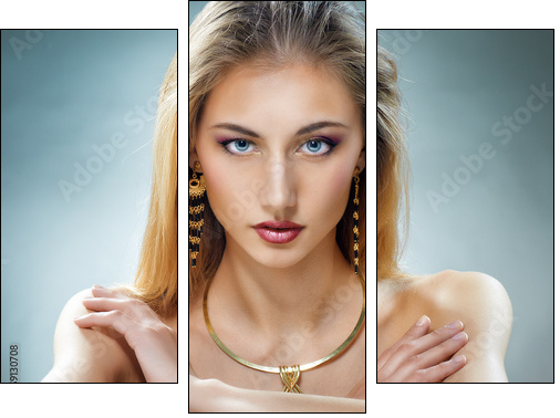 woman with jewelry  - Obraz trzyczęściowy, Tryptyk