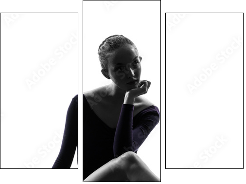 young woman ballerina ballet dancer stretching warming up  silho  - Obraz trzyczęściowy, Tryptyk