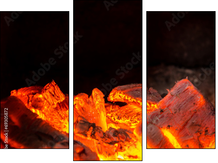 Hot coals in the Fire  - Obraz trzyczęściowy, Tryptyk