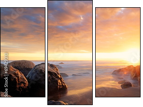 Plage de La RÃ©union au crÃ©puscule.  - Obraz trzyczęściowy, Tryptyk