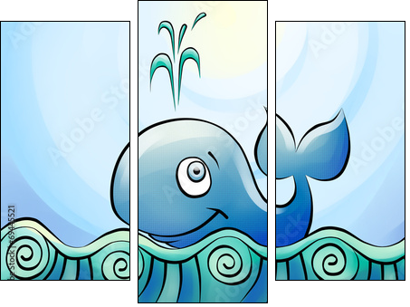 whale smims in the sea  - Obraz trzyczęściowy, Tryptyk