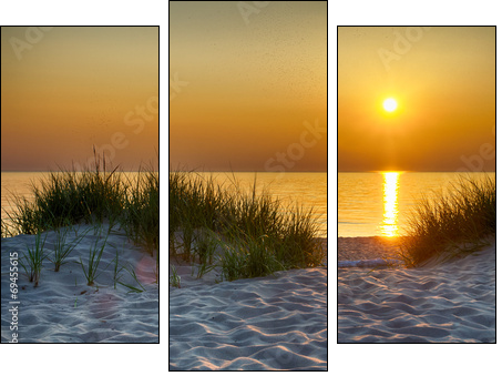 Sunset Over Lake Michigan  - Obraz trzyczęściowy, Tryptyk