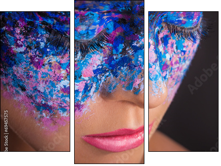 Colorful makeup  - Obraz trzyczęściowy, Tryptyk