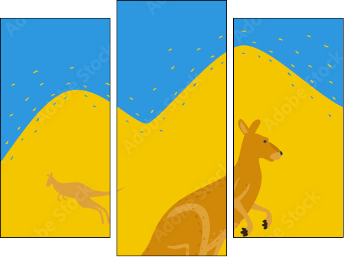 Australian Kangaroo Outdoors  - Obraz trzyczęściowy, Tryptyk