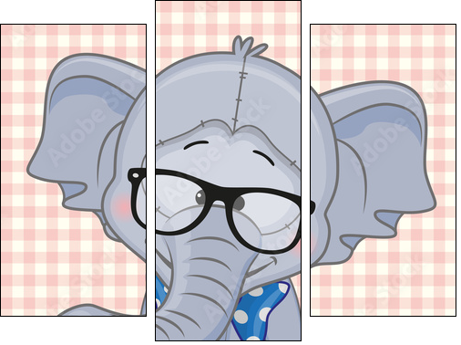 Hipster Elephant  - Obraz trzyczęściowy, Tryptyk