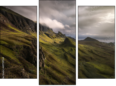Quiraing view  - Obraz trzyczęściowy, Tryptyk