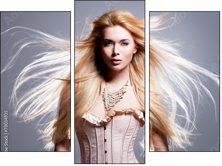 Beautiful sexy woman with long blonde hair.  - Obraz trzyczęściowy, Tryptyk