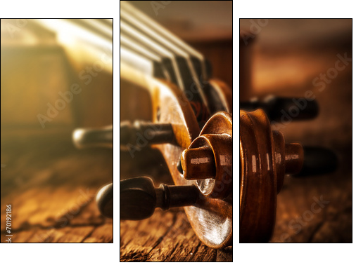 violin in vintage style  - Obraz trzyczęściowy, Tryptyk