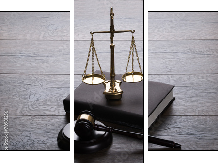 Judge gavel and scales  - Obraz trzyczęściowy, Tryptyk