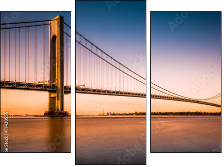 Verrazano-Narrows Bridge at sunset as viewed from Long Island - Obraz trzyczęściowy, Tryptyk