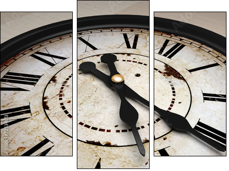 Tarcza zegara w stylu vintage
 - Obraz trzyczęściowy, Tryptyk