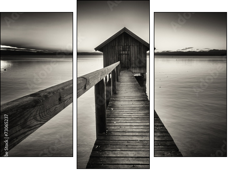 old wooden boathouse  - Obraz trzyczęściowy, Tryptyk
