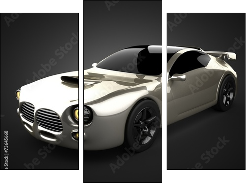 luxury brandless sport car  - Obraz trzyczęściowy, Tryptyk