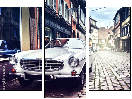 Old timer – maska retro samochodu - Obraz trzyczęściowy, Tryptyk