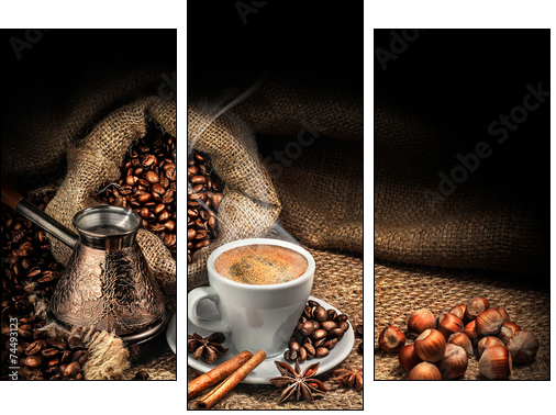 coffee  - Obraz trzyczęściowy, Tryptyk