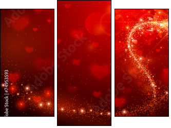 Valentines Day background  - Obraz trzyczęściowy, Tryptyk