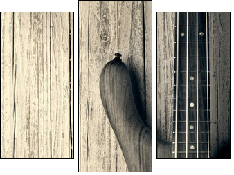bass on wood vintage photo  - Obraz trzyczęściowy, Tryptyk