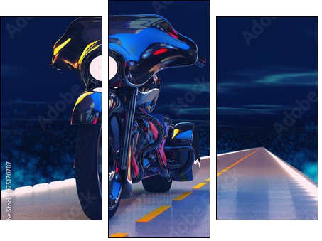 Night Motorcycle  - Obraz trzyczęściowy, Tryptyk