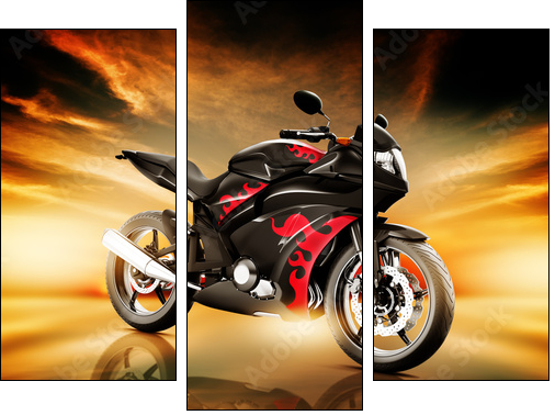 Motorcycle Land Vehicle Transportation Luxury Motorbike Elegance  - Obraz trzyczęściowy, Tryptyk
