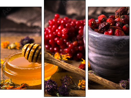 Honey and herbs  - Obraz trzyczęściowy, Tryptyk