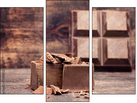 dark chocolate  - Obraz trzyczęściowy, Tryptyk