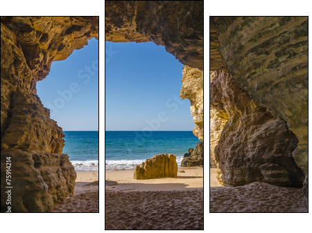 Cave at Praia do Beliche  - Obraz trzyczęściowy, Tryptyk