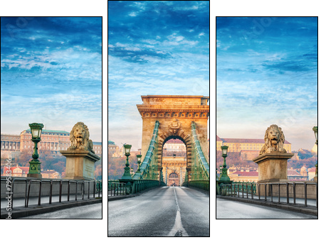 Chain bridge Budapest Hungary - Obraz trzyczęściowy, Tryptyk