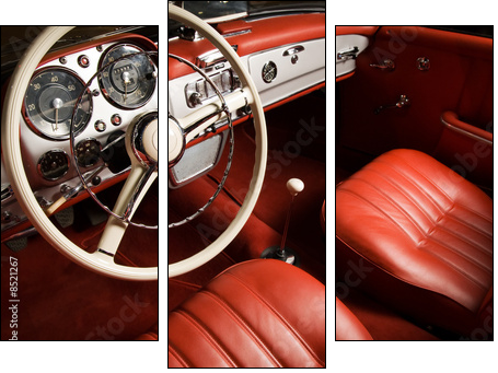 Klasyczna elegancja – wnętrze retro auta
 - Obraz trzyczęściowy, Tryptyk