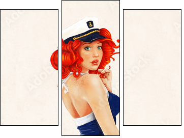 sexy pin up girl painting - Obraz trzyczęściowy, Tryptyk
