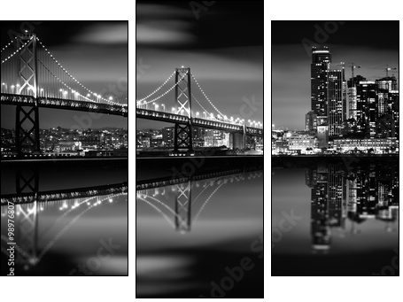 W nocnym San Francisco. Miasto. - Obraz trzyczęściowy, Tryptyk