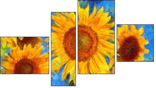 Sunflowers.Van Gogh style imitation. Digital painting. - Obraz czteroczęściowy, Fortyk