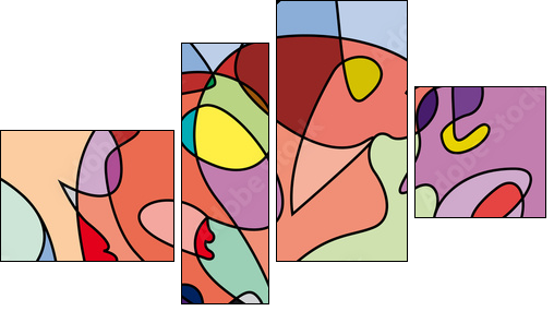 abstract people in confusion, colorful vector background - Obraz czteroczęściowy, Fortyk