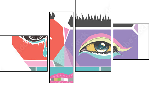 Abstract face design. Modern art vector illustration. Abstract face for Homeless Concepts. Abstract design exotic bohemian & boho style. - Obraz czteroczęściowy, Fortyk