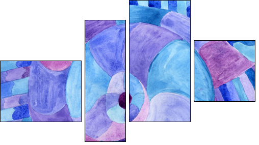 Watercolor Nautilus Picasso in blue. Sea theme watercolor. Sea Picasso. - Obraz czteroczęściowy, Fortyk