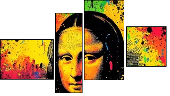 The Mona Lisa transformed with bold, colorful brush strokes. - Obraz czteroczęściowy, Fortyk