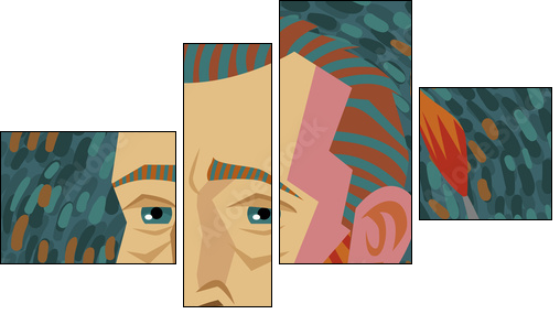 van gogh painter face drawing - Obraz czteroczęściowy, Fortyk