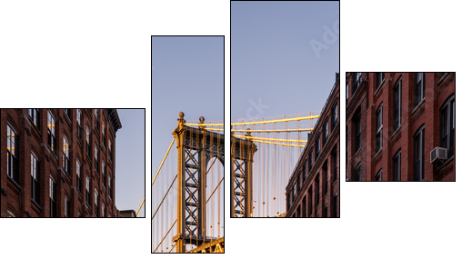 Manhattan Bridge viewed from Brooklyn street - Obraz czteroczęściowy, Fortyk