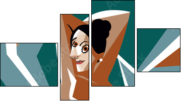 cubist woman painting - Obraz czteroczęściowy, Fortyk
