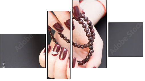 Natural nails, gel polish. Perfect clean manicure with zero cuticle. Nail art design for the fashion style. - Obraz czteroczęściowy, Fortyk