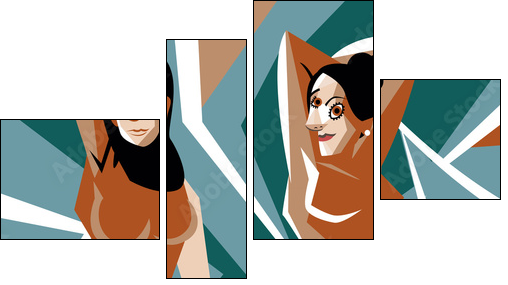 cubist women painting - Obraz czteroczęściowy, Fortyk